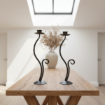 Hand Forged Iron Candlestick 15" (39cm) Antique Patina Finish Single Light Sweeping Scroll Centerpiece - Image 3