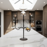 Hand Forged Iron Candelabra 17" (43cm) Antique Patina Finish 3 Light Relief Texture Centerpiece - Image 3