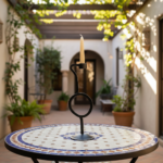 Hand Forged Iron Candlestick 13" (33cm) Antique Patina Finish Single Light Geometric Ring Centerpiece - Image 2