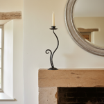 Hand Forged Iron Candlestick 15" (39cm) Antique Patina Finish Single Light Sweeping Scroll Centerpiece - Image 2