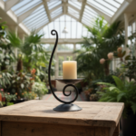 Hand Forged Iron Candle Holder 11" (28cm) Antique Patina Finish Single Light Sculptural Centerpiece - Image 3