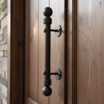 Hand Forged Wrought Iron Door Pull (Gold Patina) Large Ball Finial Estate Handle - Image 2