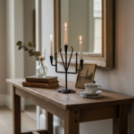 Hand Forged Wrought Iron 3 Light Candelabra (Aged Iron) Solid Base Tabletop Candle Holder - Image 3