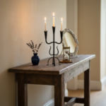 Hand Forged Wrought Iron 3 Light Candelabra (Antique Patina) Solid Flat Base Candle Holder - Image 3
