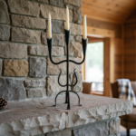Hand Forged Wrought Iron 3 Light Candelabra (Antique Patina) Solid Flat Base Candle Holder - Image 4