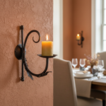 Hand Forged Wrought Iron Wall Sconce Candelabra (Aged Iron) Single Pillar Candle Holder - Image 5