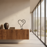 Hand Forged Iron Sculptural Decorative Object 10" (26cm) Antique Patina Finish Scrolled Heart Motif - Image 3