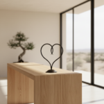 Hand Forged Iron Heart Motif Sculptural Decorative Object 11" (27cm) Antique Patina Finish Scrolled Heart Art - Image 2