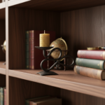 Hand Forged Iron Candlestick 6.7" (17cm) Dark Aged Iron Scalloped Centerpiece - Image 2