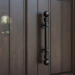 Hand Forged Wrought Iron Door Pull (Gold Patina) Large Ball Finial Estate Handle - Image 4