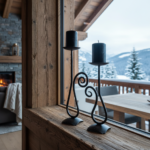 Hand Forged Iron Candle Holder Set of 2 Antique Patina Finish Single Plate Spiral Scroll Centerpieces - Image 5