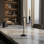 Hand Forged Iron Candlestick 12" (30cm) Antique Patina Finish Sculptural Serpentine Centerpiece - Image 3