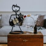 Hand Forged Wrought Iron Freestanding Single Wine Bottle Holder (Antique Patina) Tabletop Display Stand - Image 6