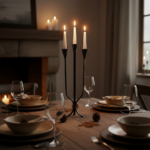 Hand Forged Iron Candelabra 16" (40cm) Antique Patina Finish 3 Light Tall Hammered Cup Centerpiece - Image 2