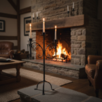 Hand Forged Wrought Iron 3 Light Candelabra (Antique Patina) Tall Floor or Table Candle Holder - Image 3