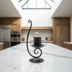 Hand Forged Iron Candle Holder 11" (28cm) Antique Patina Finish Single Light Sculptural Centerpiece - Image 2