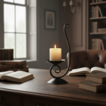 Hand Forged Iron Candle Holder 11" (28cm) Antique Patina Finish Single Light Sculptural Centerpiece - Image 5