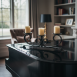 Hand Forged Iron Candelabra 19" (48cm) Antique Patina Finish Slender Vertical Centerpiece - Image 3