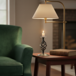 Hand Forged Iron Pillar Candle Holder 17cm Antique Patina Floral Motif Spiral Stem Rustic Decor - Image 2