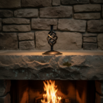 Hand Forged Iron Pillar Candle Holder 17cm Antique Patina Floral Motif Spiral Stem Rustic Decor - Image 4