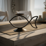 Hand Forged Wrought Iron Fish Candle Holder 23cm Antique Patina Coastal Rustic Decor - Image 3