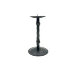 Hand Forged Wrought Iron Candle Holder 17cm Antique Patina Floral Motif Spiral Stem Rustic Decor - Image 6