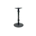 Hand Forged Wrought Iron Candle Holder 17cm Antique Patina Floral Motif Spiral Stem Rustic Decor - Image 5