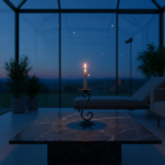 Hand Forged Wrought Iron Candle Holder 17cm Antique Patina Floral Motif Spiral Stem Rustic Decor - Image 4