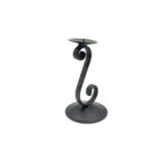 Hand Forged Wrought Iron Candle Holder 17cm Antique Patina Minimalist Spiral Stem Rustic Decor - Image 7
