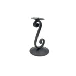 Hand Forged Wrought Iron Candle Holder 17cm Antique Patina Minimalist Spiral Stem Rustic Decor - Image 6