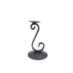 Hand Forged Wrought Iron Candle Holder 17cm Antique Patina Minimalist Spiral Stem Rustic Decor