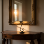 Hand Forged Wrought Iron Candle Holder 17cm Antique Patina Minimalist Spiral Stem Rustic Decor - Image 4