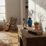 Hand Forged Wrought Iron Candle Holder 17cm Antique Patina Minimalist Spiral Stem Rustic Decor - Image 2