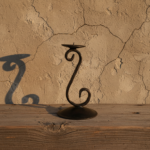 Hand Forged Wrought Iron Candle Holder 17cm Antique Patina Minimalist Spiral Stem Rustic Decor - Image 3