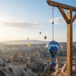 Hand Painted Ceramic Cappadocia Hot Air Balloon Ornament Blue XL 10cm Traditional Turkish Tile Art Hanging Decor - Image 3