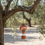 Hand Painted Ceramic Cappadocia Hot Air Balloon Ornament Orange L 7cm Traditional Turkish Tile Art Hanging Decor - Image 3