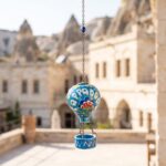 Hand Painted Ceramic Cappadocia Hot Air Balloon Ornament Blue L 7cm Traditional Turkish Tile Art Hanging Decor - Image 2