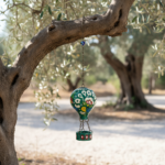 Hand Painted Ceramic Cappadocia Hot Air Balloon Ornament Emerald Green L 7cm Traditional Turkish Tile Art Hanging Decor - Image 3