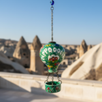 Hand Painted Ceramic Cappadocia Hot Air Balloon Ornament Forest Green L 7cm Traditional Turkish Tile Art Hanging Decor - Image 2