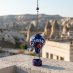 Hand Painted Ceramic Cappadocia Hot Air Balloon Ornament Navy Blue L 7cm Traditional Turkish Tile Art Hanging Decor - Image 2