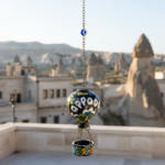 Hand Painted Ceramic Cappadocia Hot Air Balloon Ornament Black L 7cm Traditional Turkish Tile Art Hanging Decor - Image 2