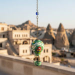 Hand Painted Ceramic Cappadocia Hot Air Balloon Ornament Forest Green M 5cm Traditional Turkish Tile Art Hanging Decor - Image 2