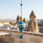 Hand Painted Ceramic Cappadocia Hot Air Balloon Ornament Blue M 5cm Traditional Turkish Tile Art Hanging Decor - Image 2
