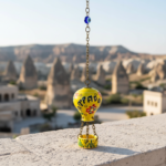 Hand Painted Ceramic Cappadocia Hot Air Balloon Ornament Yellow S 3cm Traditional Turkish Tile Art Hanging Decor - Image 2