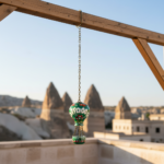 Hand Painted Ceramic Cappadocia Hot Air Balloon Ornament Forest Green S 3cm Traditional Turkish Tile Art Hanging Decor - Image 2
