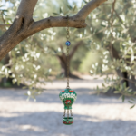 Hand Painted Ceramic Cappadocia Hot Air Balloon Ornament Forest Green S 3cm Traditional Turkish Tile Art Hanging Decor - Image 3