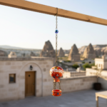Hand Painted Ceramic Cappadocia Hot Air Balloon Ornament Orange S 3cm Traditional Turkish Tile Art Hanging Decor - Image 2