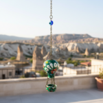 Hand Painted Ceramic Cappadocia Hot Air Balloon Ornament Emerald Green S 3cm Traditional Turkish Tile Art Hanging Decor - Image 2