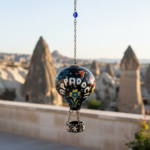 Hand Painted Ceramic Cappadocia Hot Air Balloon Ornament Black XL 10cm Traditional Turkish Tile Art Hanging Decor - Image 2