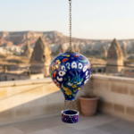 Hand Painted Ceramic Cappadocia Hot Air Balloon Ornament Navy Blue XL 10cm Traditional Turkish Tile Art Hanging Decor - Image 2